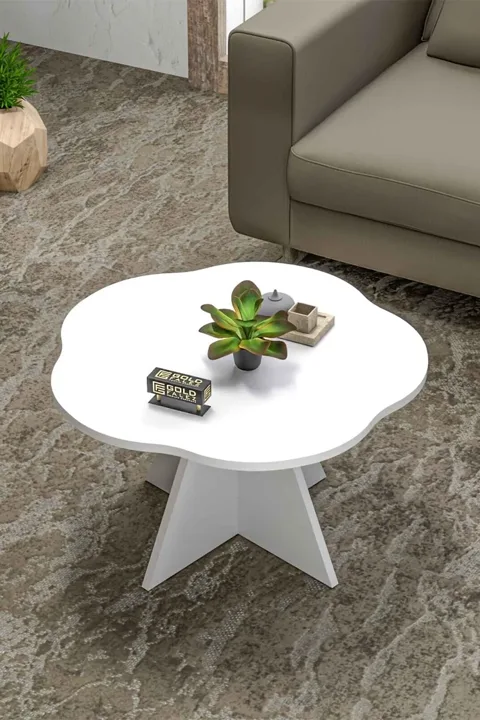 Cicek Geometric Coffee Table - White