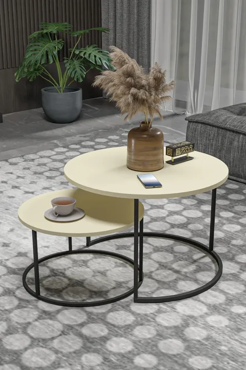 Bade 2-Piece Round Coffee Table - Cream