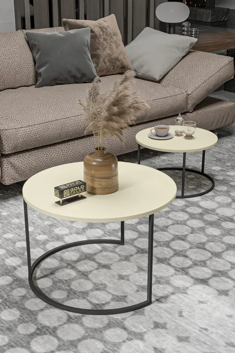 Bade 2-Piece Round Coffee Table - Cream