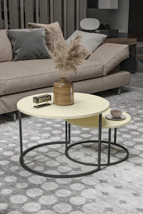 Bade 2-Piece Round Coffee Table - Cream