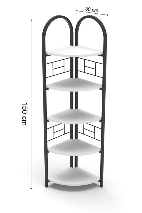 Bohemian Corner Bookcase & Planter Stand - White