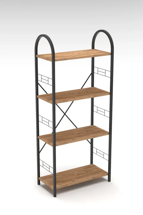 Bohemian 4-Shelf Metal Bookcase - Brown