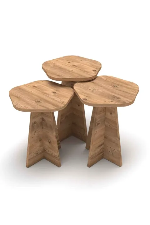 Cicek Geometric Nesting Table Set - Brown