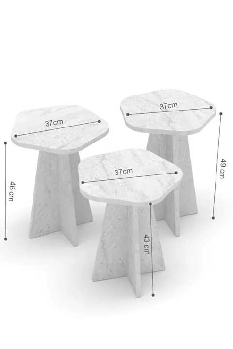 Cicek Geometric Nesting Table Set - White