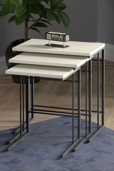 Solo 3-Piece Square Nesting Table Set - Ecru