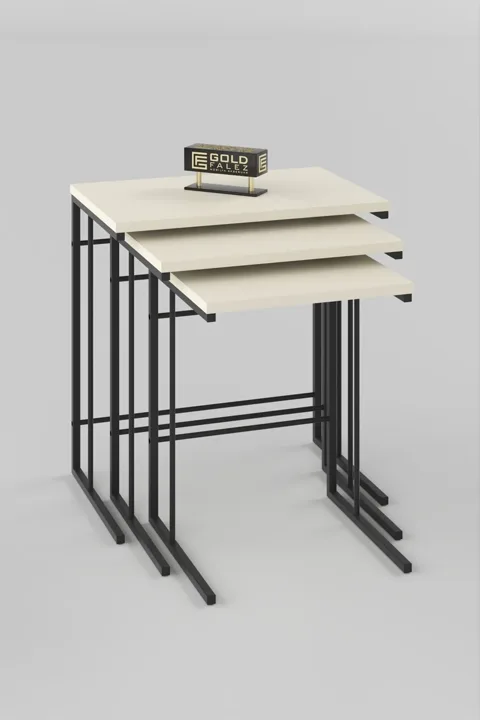 Solo 3-Piece Square Nesting Table Set - Ecru