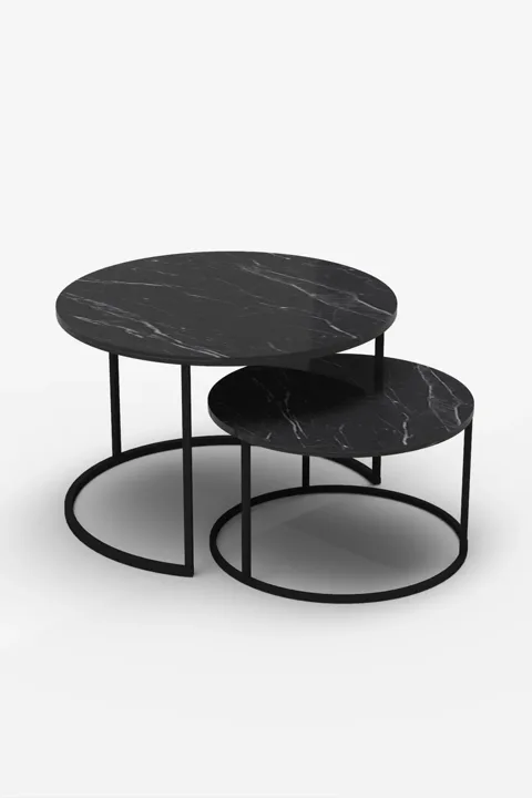 Bade 2-Piece Round Coffee Table - Black