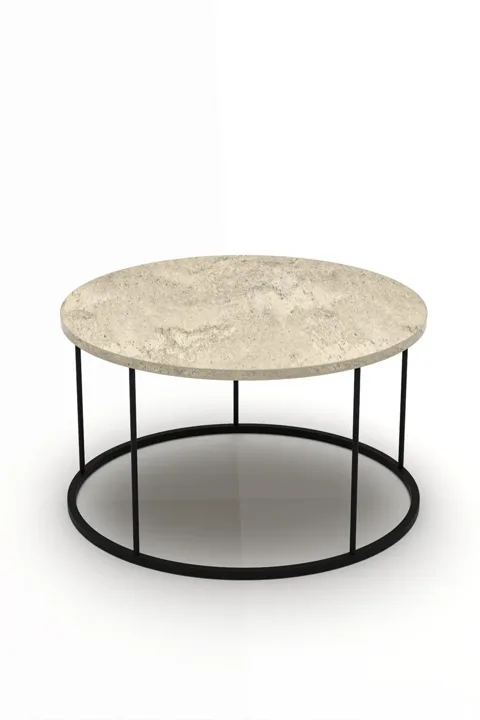 Terra Round Coffee Table Black Metal Legs - Beige