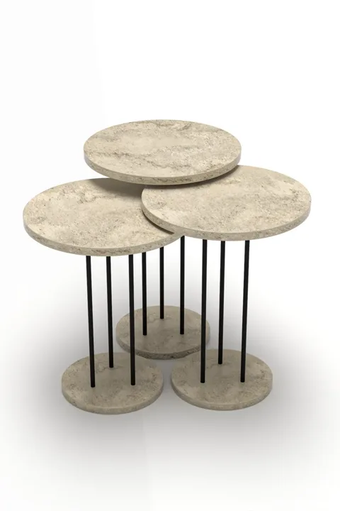 Terra 3-Piece Round Nesting Table Set - Beige