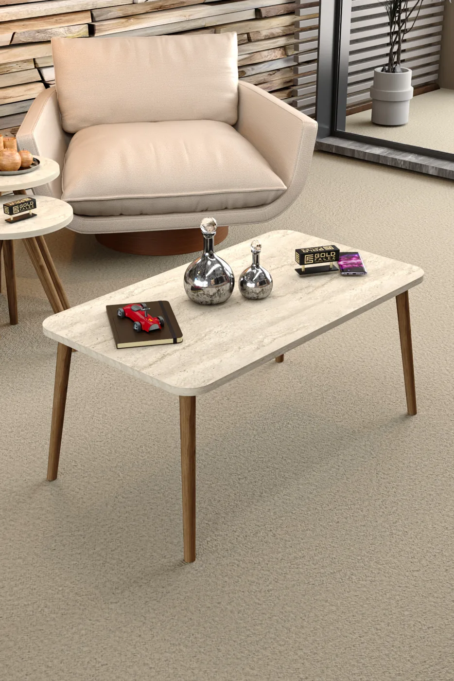 Torna Square Coffee Table - Ecru