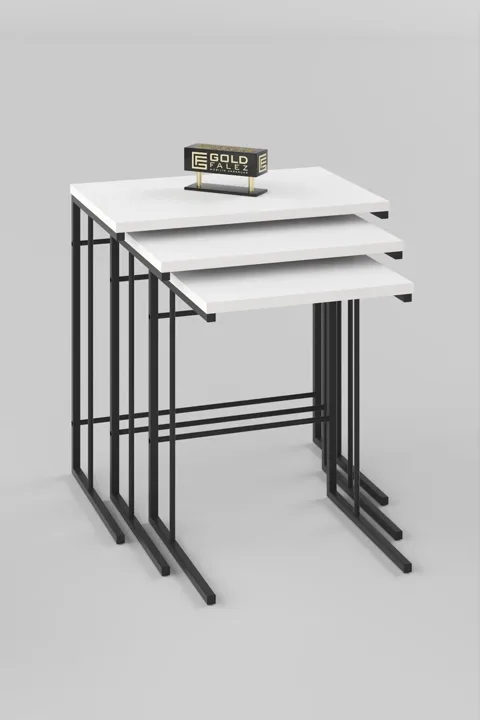 Solo 3-Piece Square Nesting Table Set - White
