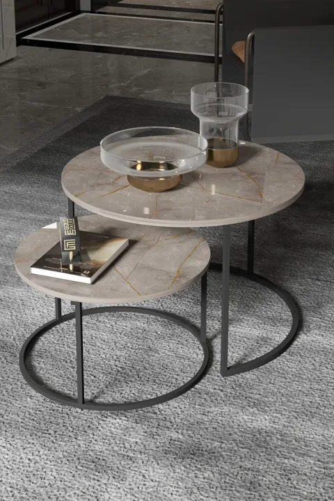 Bade 2-Piece Round Coffee Table - Multicolour