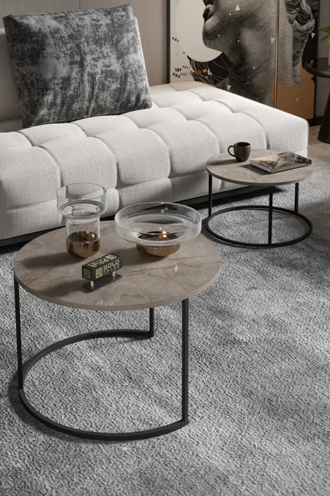 Bade 2-Piece Round Coffee Table - Multicolour