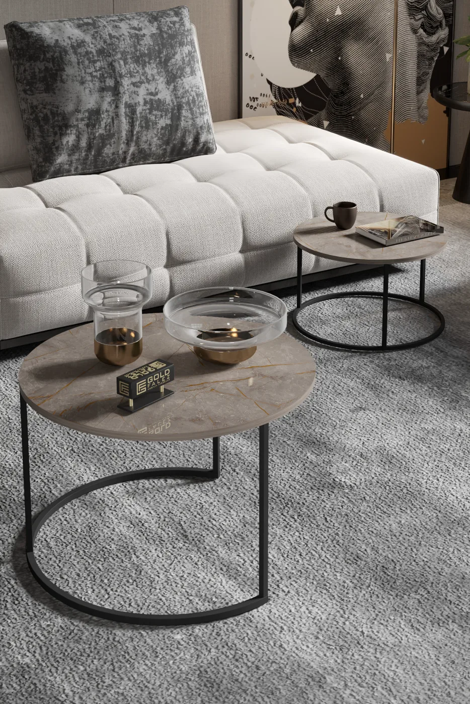 Bade 2-Piece Round Coffee Table - Multicolour
