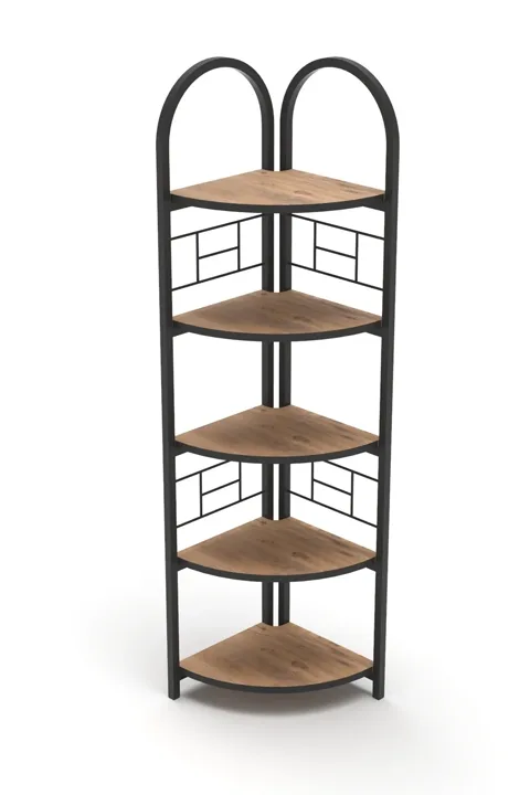 Bohemian Corner Bookcase & Planter Stand - Brown