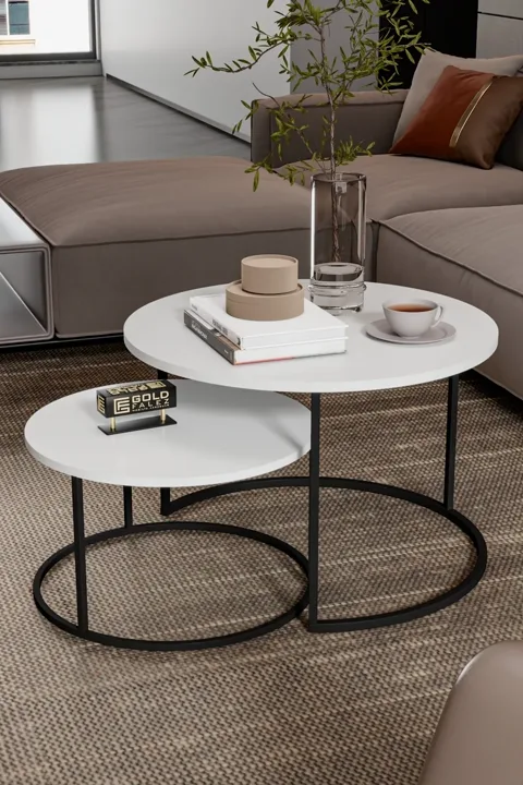 Bade 2-Piece Round Coffee Table - White