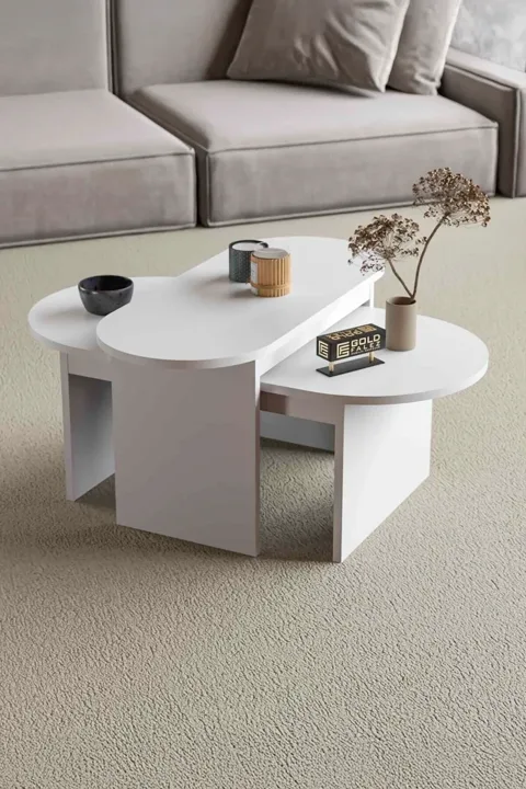 Setro 2-Piece Oval Coffee Table - White