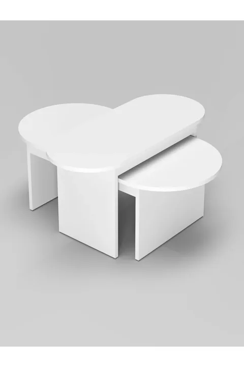Setro 2-Piece Oval Coffee Table - White