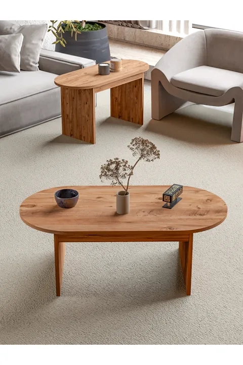 Setro 2-Piece Oval Coffee Table - Brown