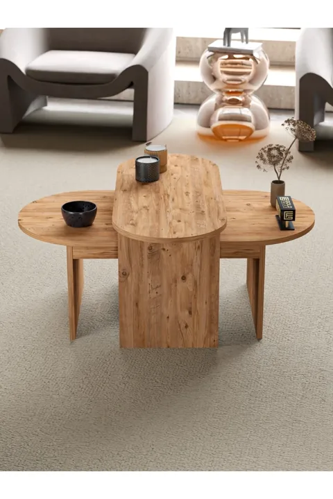 Setro 2-Piece Oval Coffee Table - Brown
