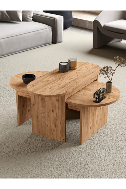 Setro 2-Piece Oval Coffee Table - Brown