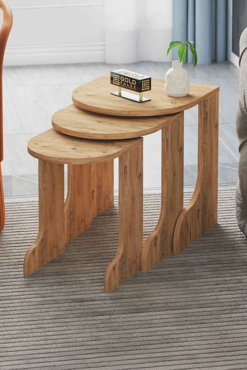 Setro 3-Piece Round Nesting Table Set - Brown