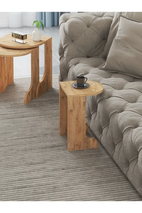 Setro 3-Piece Round Nesting Table Set - Brown