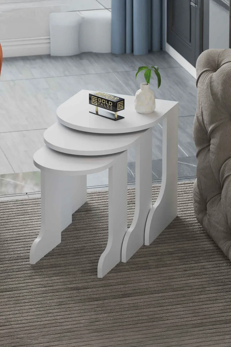 Setro 3-Piece Round Nesting Table Set - White