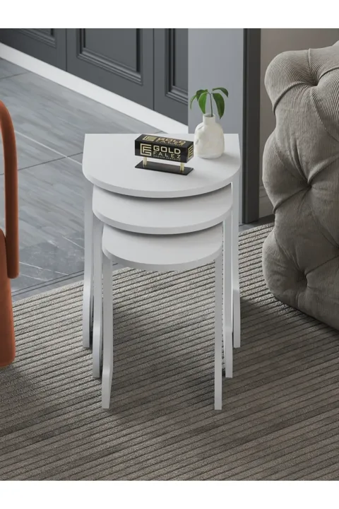 Setro 3-Piece Round Nesting Table Set - White