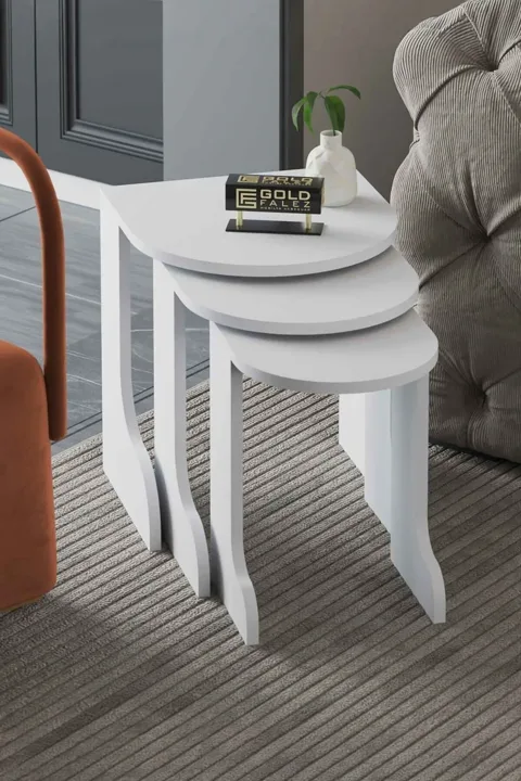 Setro 3-Piece Round Nesting Table Set - White