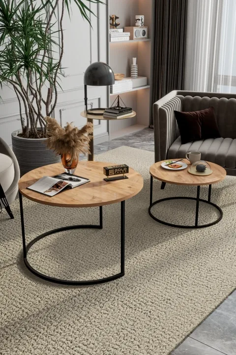 Bade 2-Piece Round Coffee Table - Brown