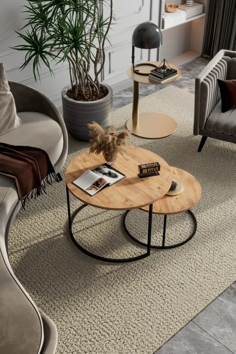 Bade 2-Piece Round Coffee Table - Brown