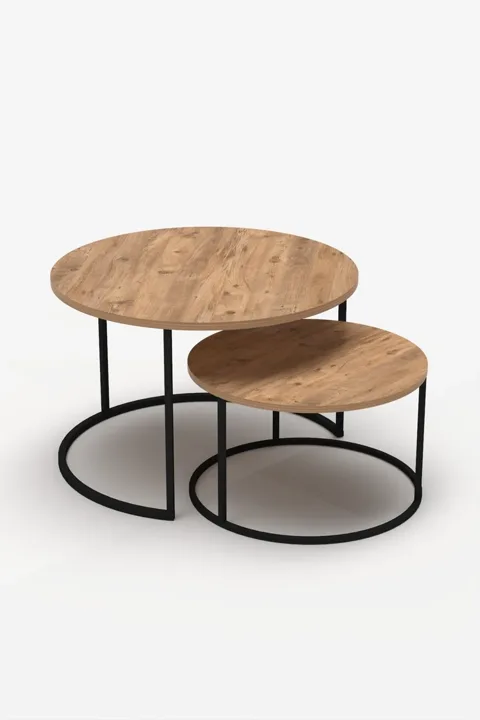 Bade 2-Piece Round Coffee Table - Brown