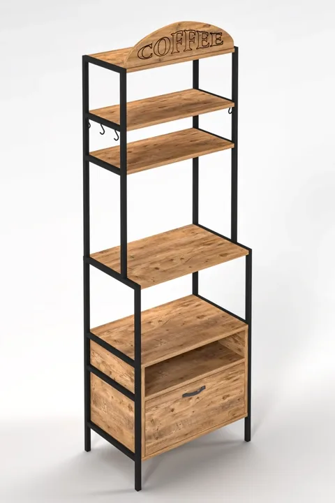 Metal Coffee Corner Kitchen Shelf - Brown