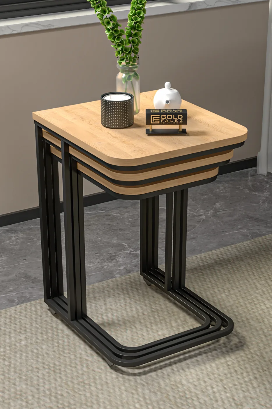 Nesting Table - Oak - Brown