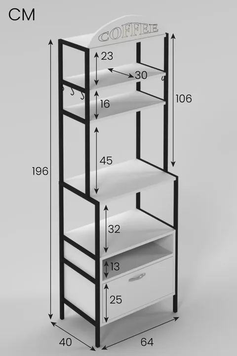 Metal Coffee Corner Kitchen Shelf - White