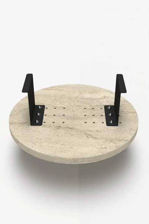 Adjustable Metal Leg Round Tray Side Table - Ecru