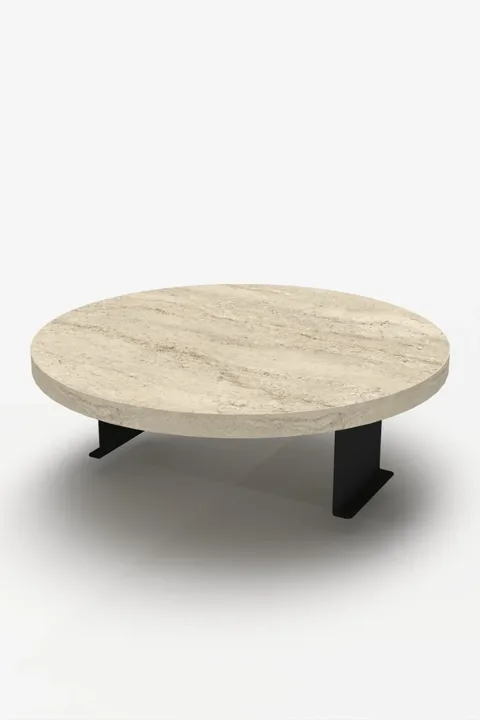 Adjustable Metal Leg Round Tray Side Table - Ecru