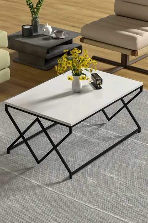 V Lux Square Coffee Table - White