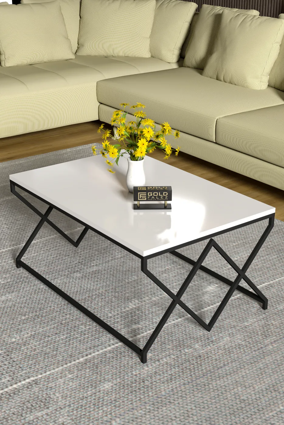 V Lux Square Coffee Table - White