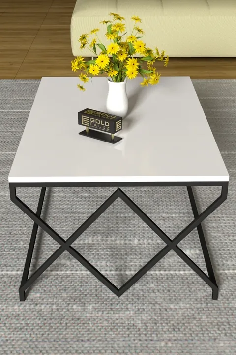 V Lux Square Coffee Table - White