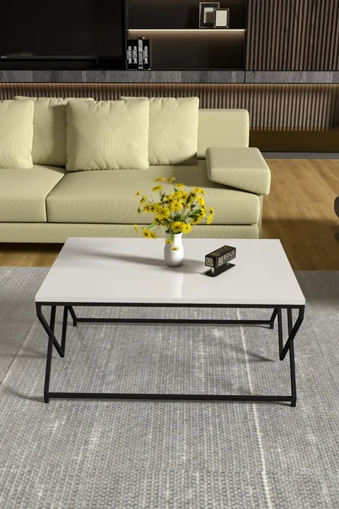V Lux Square Coffee Table - White