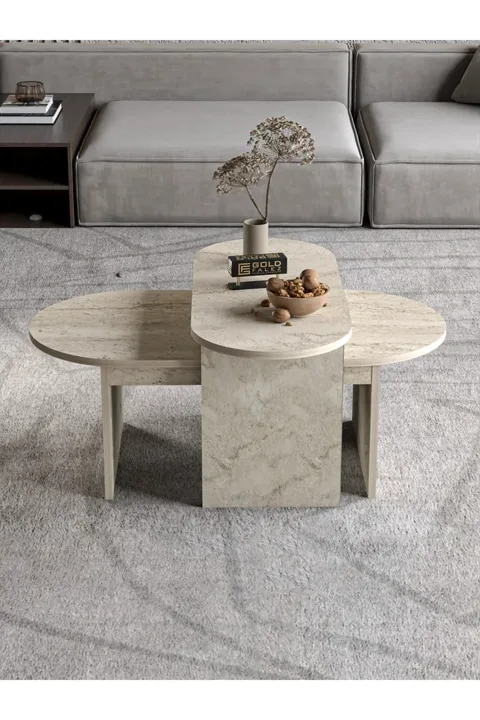 Setro 2-Piece Oval Coffee Table - Ecru