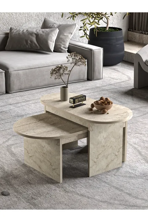 Setro 2-Piece Oval Coffee Table - Ecru