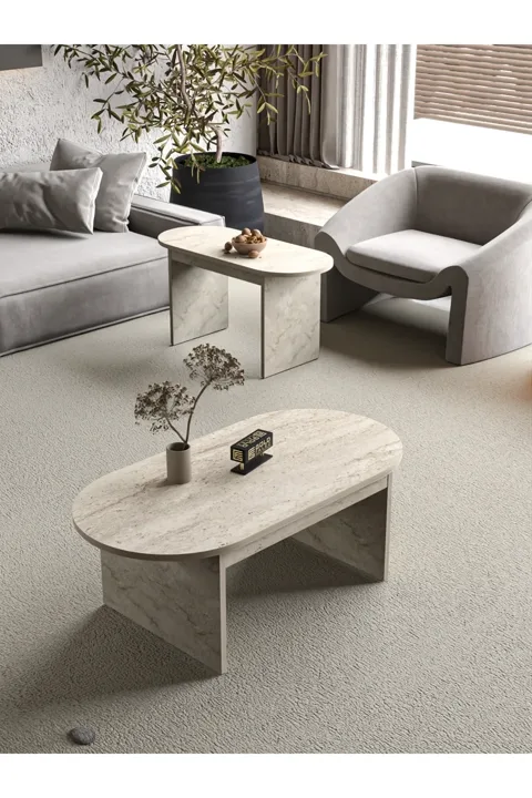 Setro 2-Piece Oval Coffee Table - Ecru
