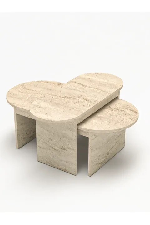 Setro 2-Piece Oval Coffee Table - Ecru