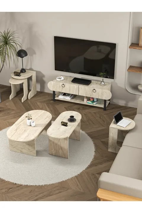 Setro 2-Piece Oval Coffee Table - Ecru