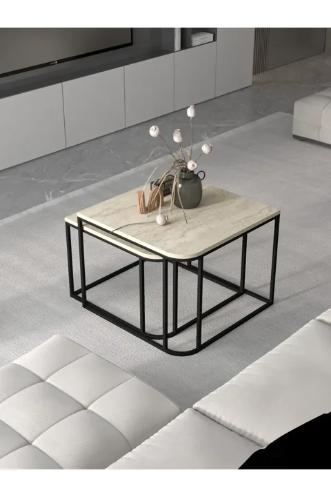 Damla 2-Piece Square Coffee Table - Multicolour