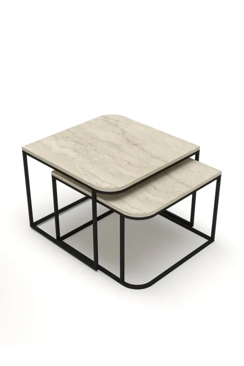 Damla 2-Piece Square Coffee Table - Multicolour