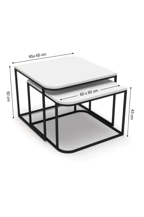 Damla 2-Piece Square Coffee Table - Multicolour